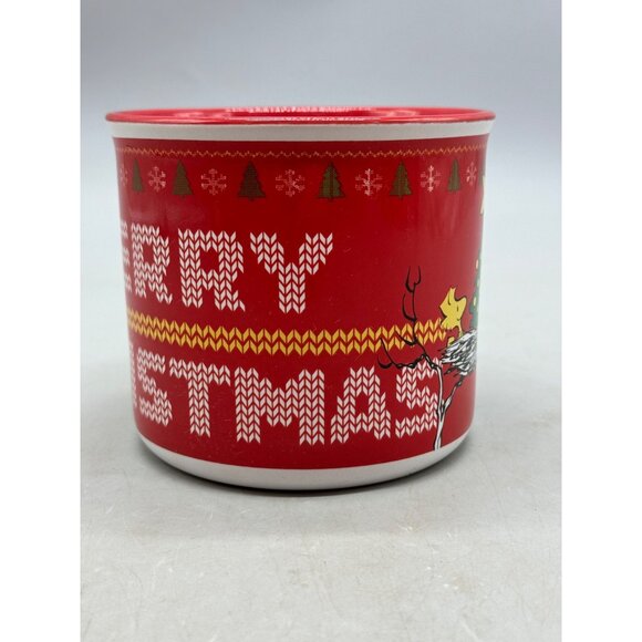 Snoopy Christmas Coffee Mug Gibson Red & White Ceramic Peanuts Holiday READ - Picture 3 of 7